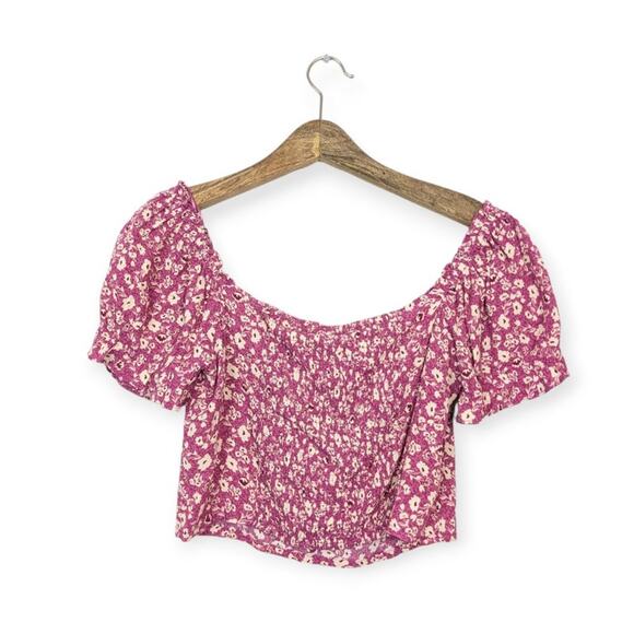 NWT Elodie Berry Comb Cropped Tie Front Blouse Size M - Picture 2 of 8